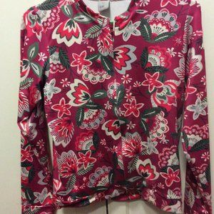 RUC floral girls thick vest size14 red white burgundy